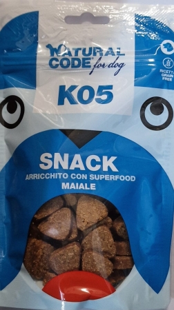 NATURAL CODE CANE K05 SNACK ARRICCHITO CON SUPERFOOD MAIALE Cani