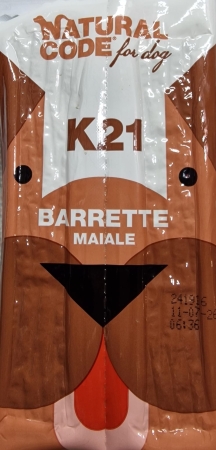 NATURAL CODE SNACK DOG BARRETTE K21 MAIALE Cani