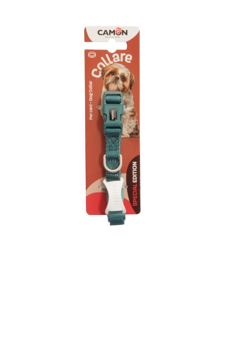 CAMON COLLARE REGOLABILE BICOLORE POLIESTERE VERDE ACQUA 