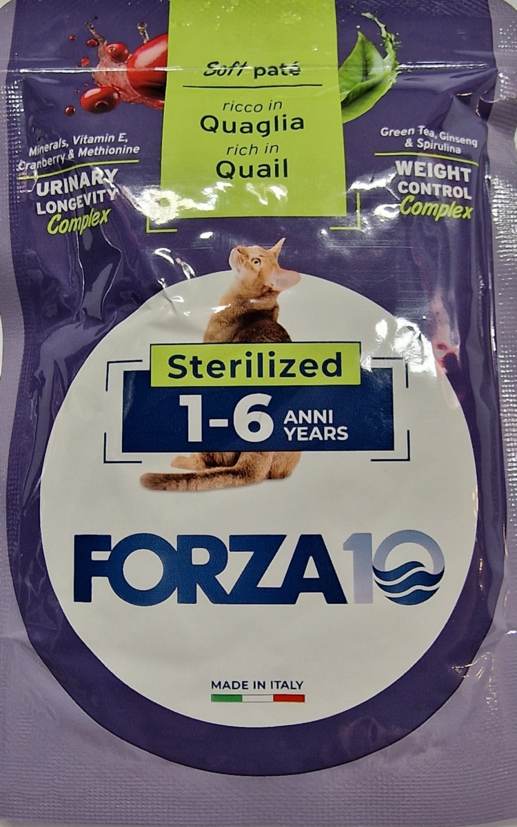 FORZA 10 URINARY LONGEVITY WEIGHT CONTROL STERILIZED SOFT PATE' RICCO IN QUAGLIA 