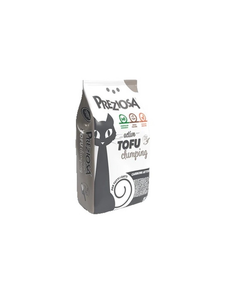 PREZIOSA LETTIERA VEGETALE ACTIVE TOFU CLUMPING CARBONI ATTIVI 