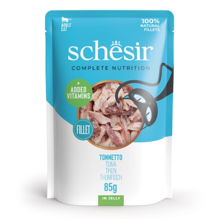 SCHESIR COMPLETE NUTRITION PER GATTI ADULTI FILETTI TONNETTO IN JELLY Gatti