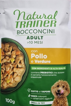 NATURAL TRAINER BOCCONCINI ADULT >10 MESI SMALL & TOY CON POLLO E VERDURE Cani