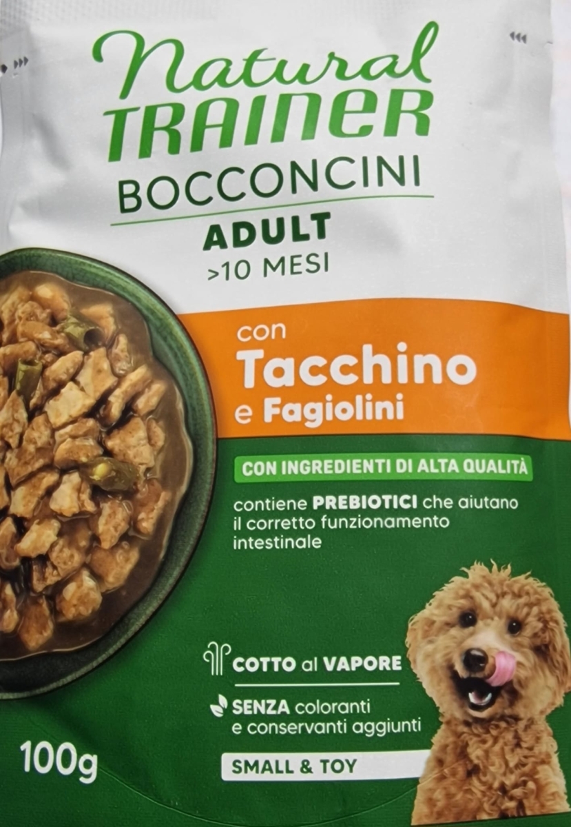 NATURAL TRAINER BOCCONCINI ADULT >10 MESI SMALL & TOY CON TACCHINO E FAGIOLINI 