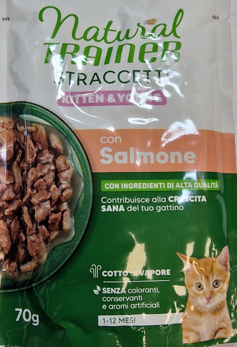 NATUARAL TRAINER STRACCETTI KITTEN &YOUNG CON SALMONE