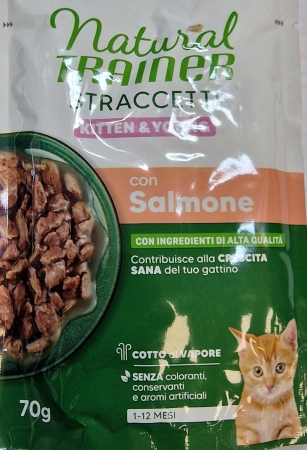 NATUARAL TRAINER STRACCETTI KITTEN &YOUNG CON SALMONE Gatti