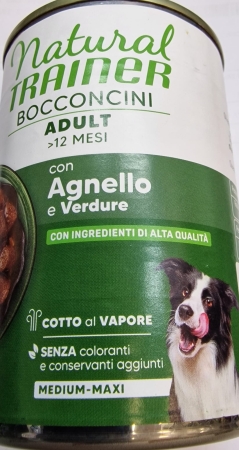NATURAL TRAINER ADULT BOCCONCINI >12 MESI MEDIUM-MAXI CON AGNELLO E VERDURE Cani