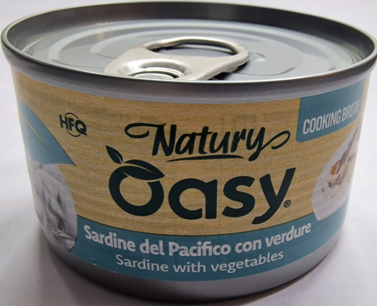 OASY WET CAT NATURY IN BRODO DI COTTURA SARDINE DEL PACIFICO CON VERDURE 