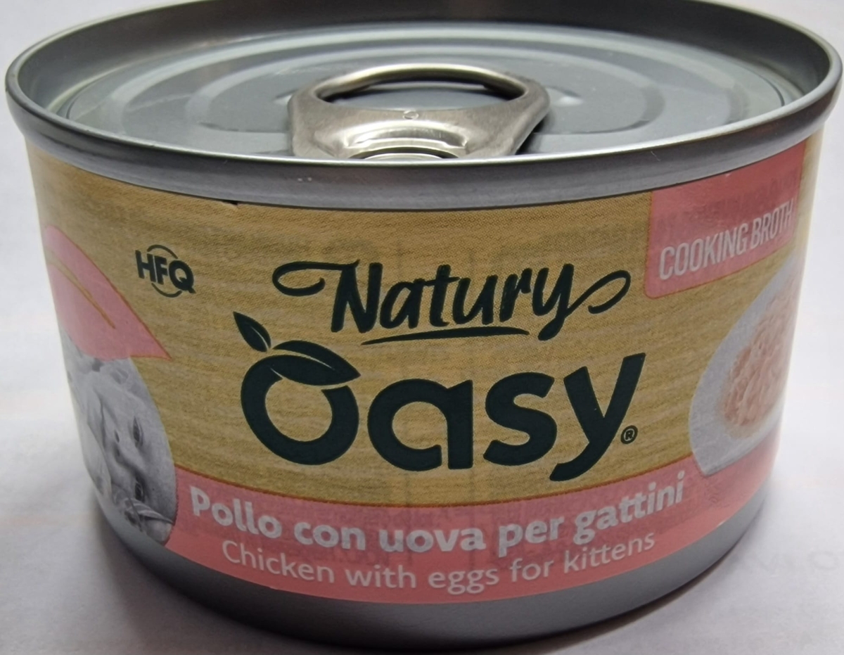 OASY WET CAT NATURY IN BRODO DI COTTURA POLLO CON UOVO PER GATTINI 