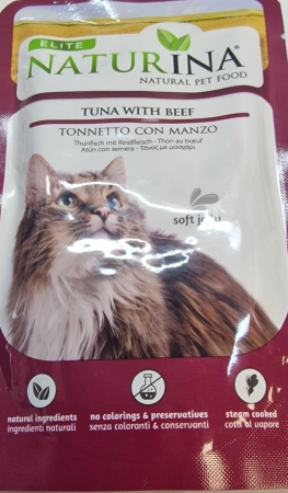 ELITE NATURINA NATURAL PET FOOD TONNETTO CON MANZO SOFT JELLY Gatti