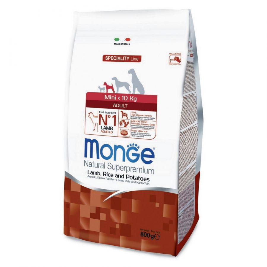 MONGE NATURAL SUPERPREMIUM MINI ADULT AGNELLO RISO E PATATE 