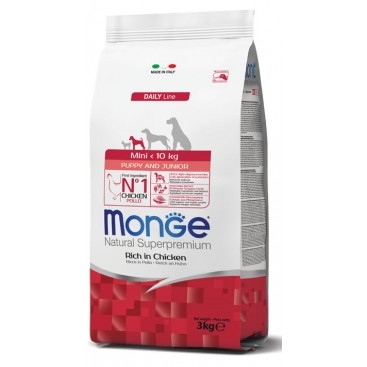 MONGE NATURAL SUPERPREMIUM MINI PUPPY & JUNIOR RICCO IN POLLO Cani