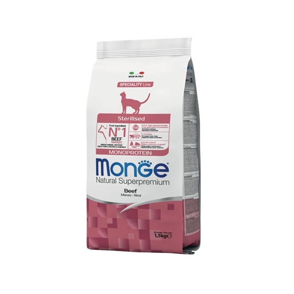 MONGE NATURAL SUPERPREMIUM STERILISED MONOPROTEIN CON MANZO 