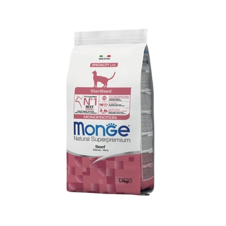 MONGE NATURAL SUPERPREMIUM STERILISED MONOPROTEIN CON MANZO Gatti