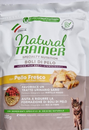 NATURAL TRAINER GATTO ADULT BOLI DI PELO ANCHE PER STERILIZZATI CON POLLO FRESCO Gatti