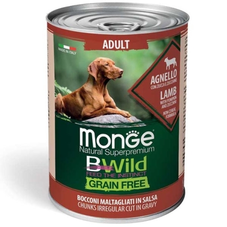MONGE BWILD GRAIN FREE ADULT ALL BREEDS CON AGNELLO, ZUCCA E ZUCCHINE Cani