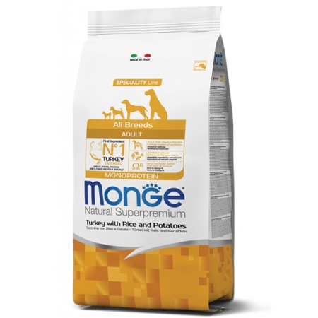 MONGE NATURAL SUPERPREMIUM ALL BREEDS ADULT TACCHINO RISO E PATATE Cani