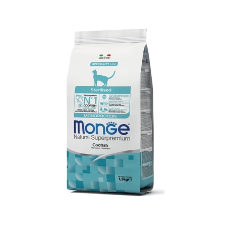 MONGE NATURAL SUPERPREMIUM STERILISED MONOPROTEIN CON MERLUZZO Gatti