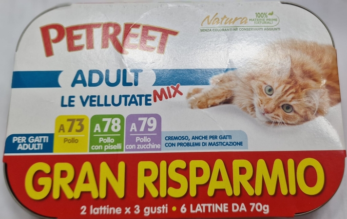 PETREET NATURA ADULT LE VELLUTATE MIX GR 70 Gatti