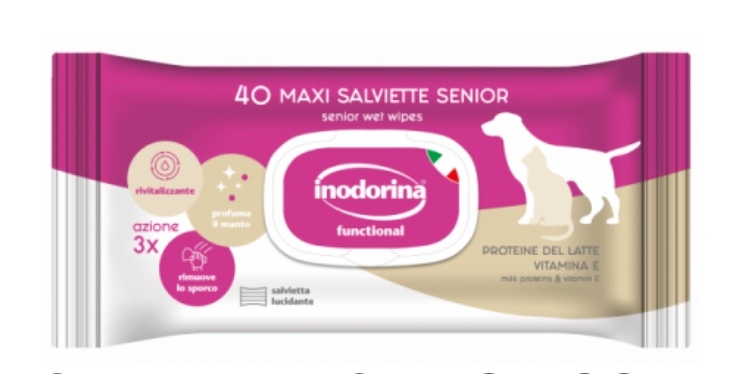 INODORINA SALVIETTE FUNCTIONAL SENIOR PROTEINE DEL LATTE VITAMINA E Cani e Gatti