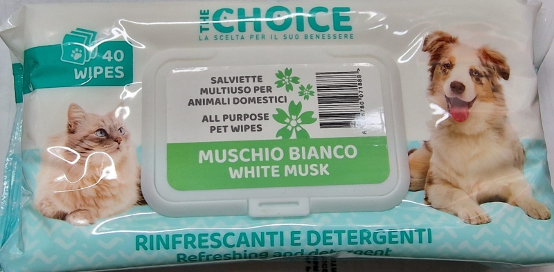 THE CHOICE SALVIETTE RINFRESCANTI E DETERGENTI MUSCHIO BIANCO Cani e Gatti