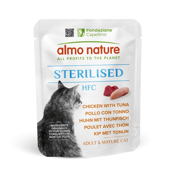 ALMO NATURE HFC STERILISED POLLO E TONNO ADULT E MATURE CAT 