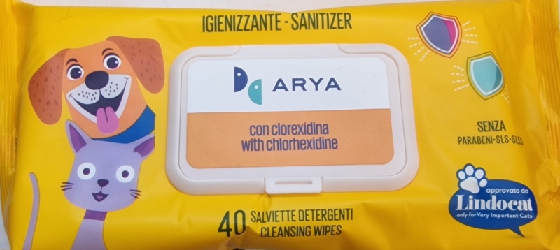 ARYA SALVIETTE DETERGENTI CON CLOREXIDINA  IGIENIZZANTE PER CANI / GATTI Cani e Gatti