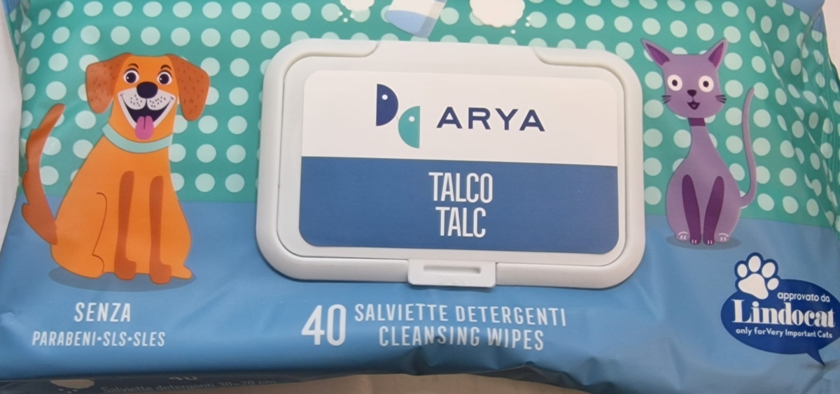 ARYA SALVIETTE DETERGENTI TALCO PER CANI / GATTI 