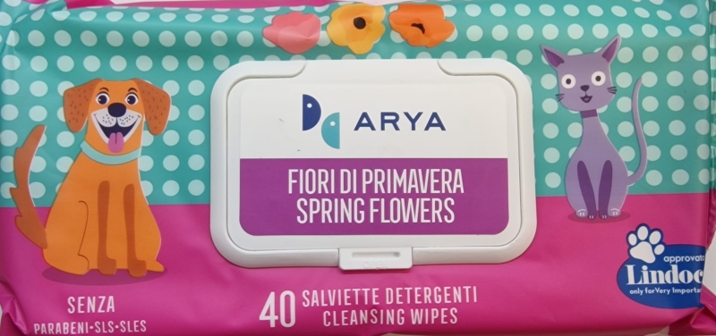 ARYA SALVIETTE DETERGENTI FIORI DI PRIMAVERA PER CANI / GATTI Cani e Gatti