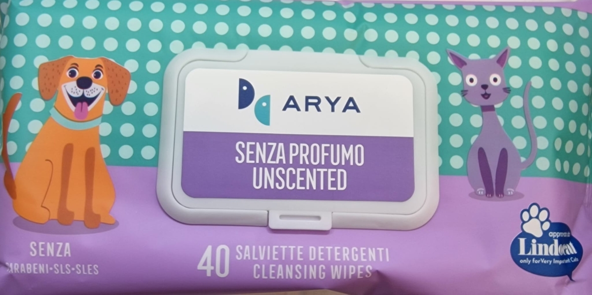 ARYA SALVIETTE DETERGENTI SENZA PROFUMO PER CANI / GATTI 