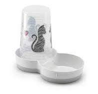 RECORD DISPENSER CON CIOTOLA  IN PLASTICA BIANCA CON AMORE ACQUA/CIBO Cani e Gatti