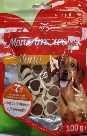 MON AMOUR DELICE MONO CUORICINI DI MANZO E FORMAGGIO Cani