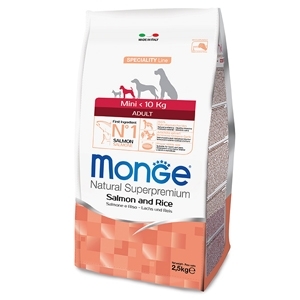 MONGE NATURAL SUPERPREMIUM MINI ADULT SALMONE E RISO 