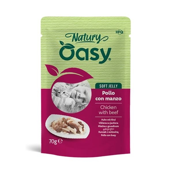 OASY WET CAT NATURYSOFT JELLY POLLO CON MANZO 