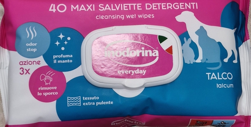 INODORINA SALVIETTE DETERGENTI EVERYDAY CON TALCO Cani e Gatti