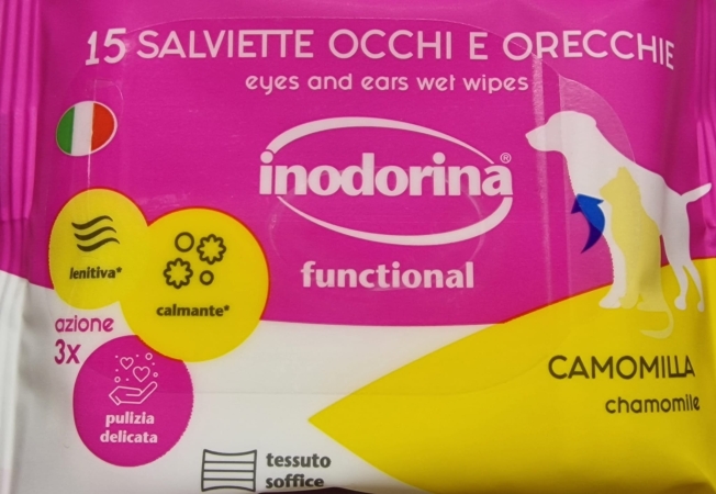 INODORINA SALVIETTE FUNZIONALI OCCHI E ORECCHIE CAMOMILLA Cani e Gatti