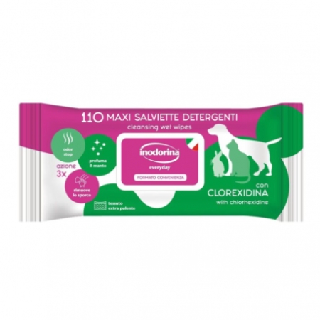 INODORINA SALVIETTE DETERGENTI EVERYDAY CON CLOREXIDINA Cani e Gatti