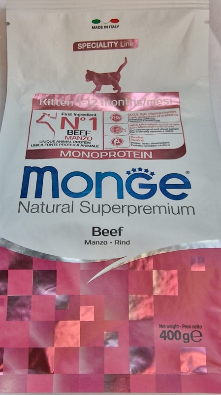MONGE NATURAL SUPERPREMIUM KITTEN MANZO 