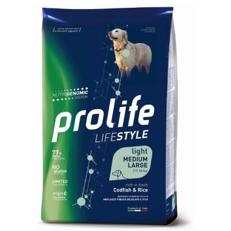PROLIFE LIFE STYLE ADULT MEDIUM/LARGE LIGHT CODFISH & RICE Cani