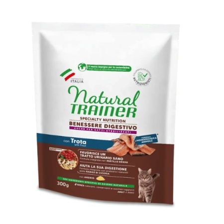 NATURAL TRAINER CAT ADULT BENESSERE  DIGESTIVO NO GRAIN CON TROTA Gatti