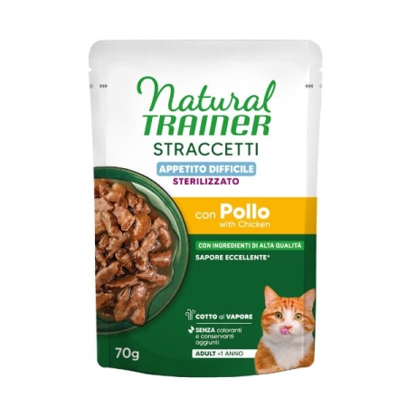 NATURAL TRAINER STRACCETTI APPETITO DIFFICILE STERILIZZATO CON POLLO Gatti