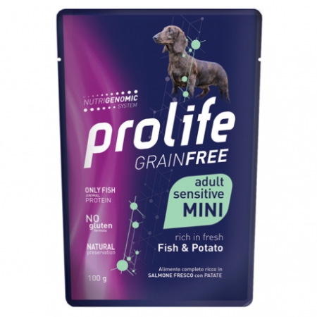 PROLIFE DOGW GRAINFREE ADULT SENSITIVE MINI SALMONE E PATATE Cani