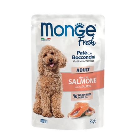 MONGE FRESH BUSTE DOG ADULT PATE'  CON BOCCONCINI RICCO IN SALMONE Cani