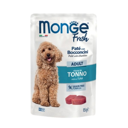 MONGE FRESH BUSTE DOG ADULT PATE'  CON BOCCONCINI RICCO IN TONNO Cani