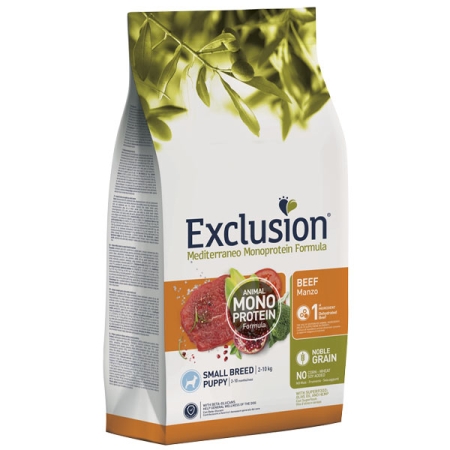 EXCLUSION MEDITERRANEO MONOPROTEIN PUPPY SMALL BREED CON MANZO Cani