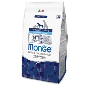 MONGE NATURAL SUPERPREMIUM MEDIUM PUPPY & JUNIOR RICCO DI POLLO Cani
