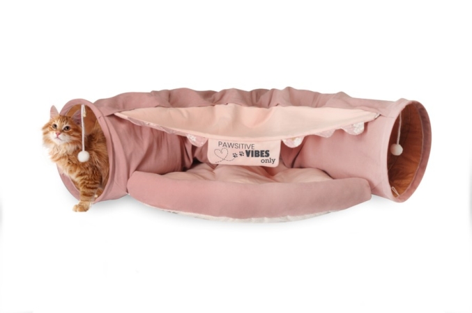 CAMON PLAY TUNNEL PIEGHEVOLE CON GIOCHI E AREA COMFORT ROSA Gatti