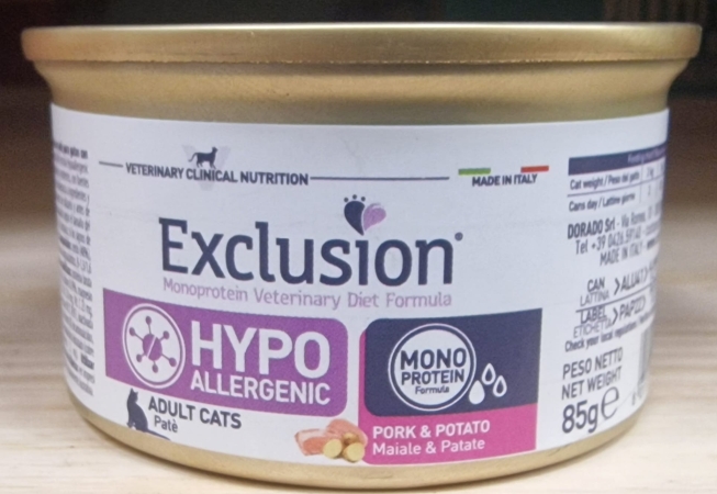 EXCLUSION DIET CAT HYPOALLERGENIC MAIALE E PATATE Gatti