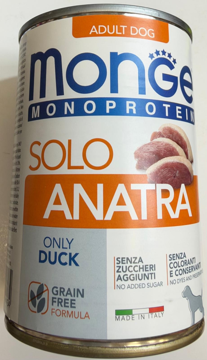 MONGE MONOPROTEIN ADULT DOG SOLO ANATRA