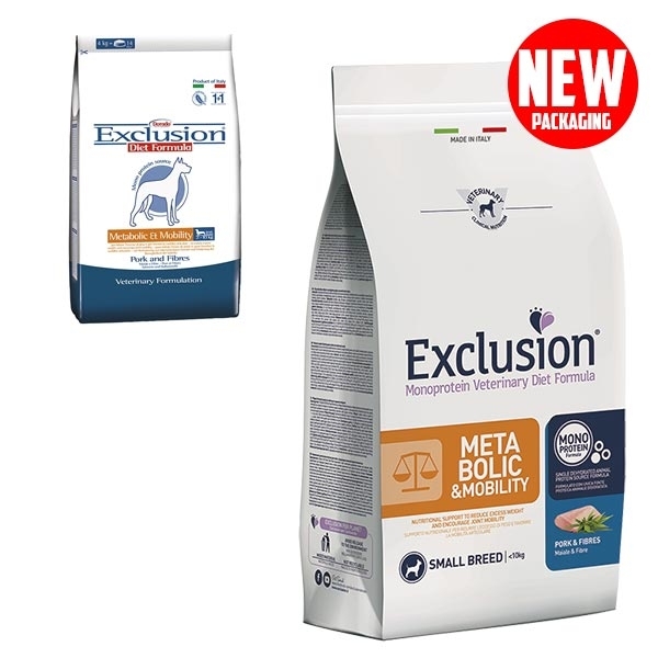 EXCLUSION DIET METABOLIC & MOBILITY SMALL BREED CON MAIALE E FIBRE 